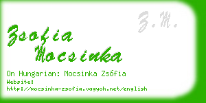 zsofia mocsinka business card